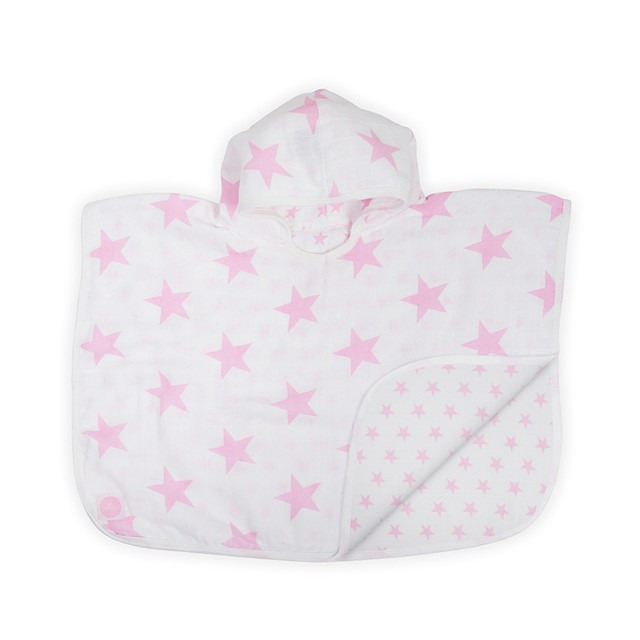 Jollein kapucnis ponch - 45x60 little star pink