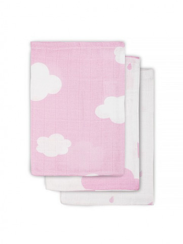 Jollein mosdkeszty hidrofil - Clouds pink (3 darabos)